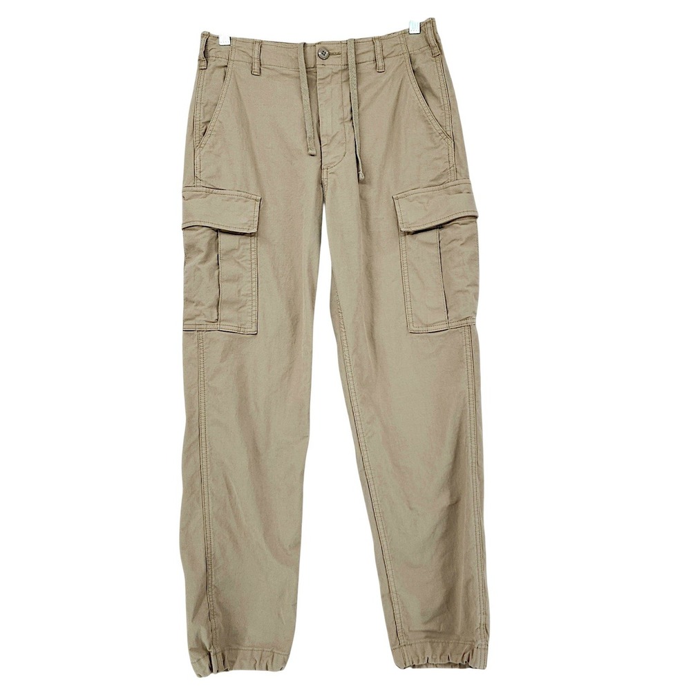 Uniqlo Cargo Jogger Pants S Women Tan Khaki Bungee Hem Stretch Grunge Streetwear